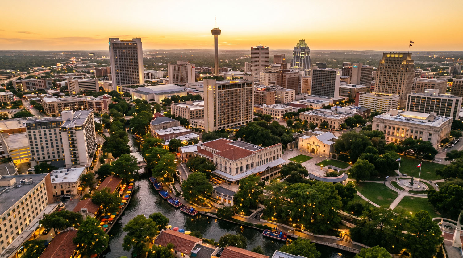 San Antonio skyline at sunset